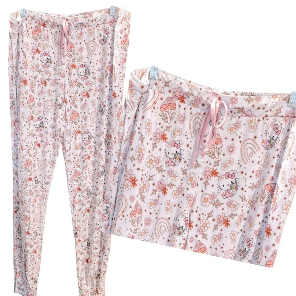 LITTLE SNUGGLES x HELLO KITTY Sz XXL 3pc AOP Bamboo Pajama Top Shorts Pants Set